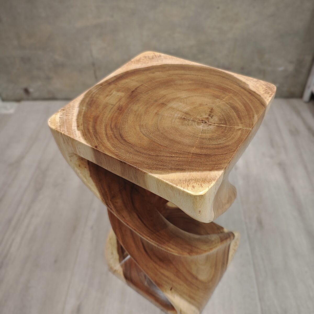 Handmade Hardwood Double Twist Side Table / Corner Stool / Plant Stand