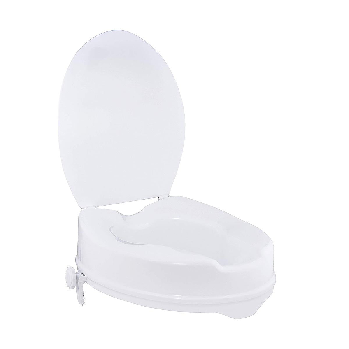 Ergonomic Raised Toilet Seat with Lid - 100mm Height for Enhanced Comfort & Mobility Support