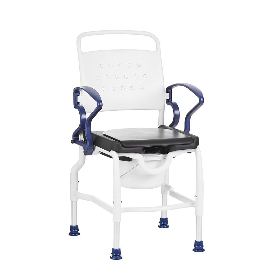Rebotec Konstanz Shower Commode Chair with Soft PU Seat - Comfortable & Durable Bathroom Aid for Seniors & Carers