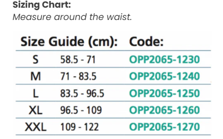 sacro lumbar support with adjustable front fastening
