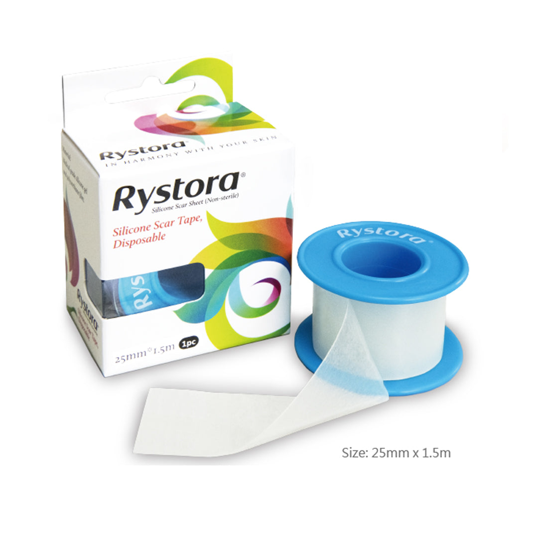 Silicone Scar Tape by Rystora - 25mm x 1.5m Reusable Sheet for Scar Removal & Management (C-Section, Surgery, Burns, Keloids & Acne)