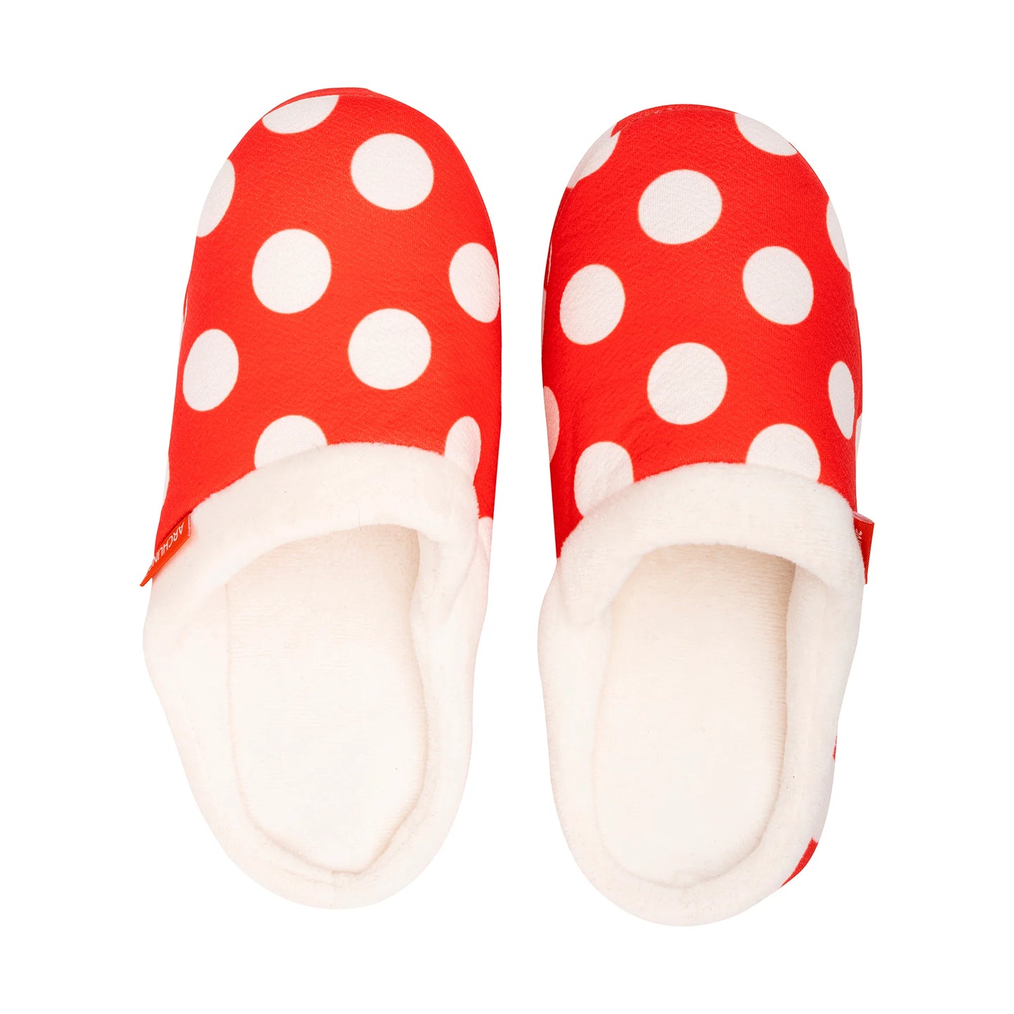 Archline Orthotic Slippers - Slip On Scuffs Red Polkadot