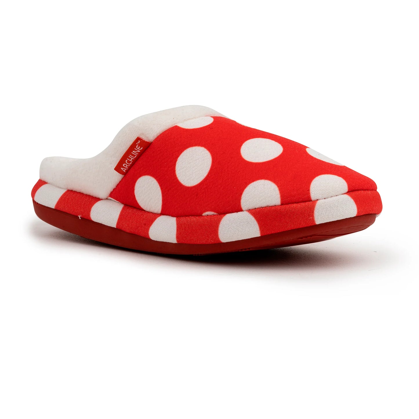 Archline Orthotic Slippers - Slip On Scuffs Red Polkadot