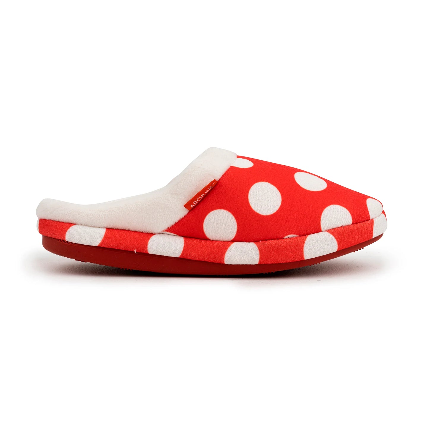 Archline Orthotic Slippers - Slip On Scuffs Red Polkadot
