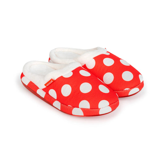 Archline Orthotic Slippers - Slip On Scuffs Red Polkadot