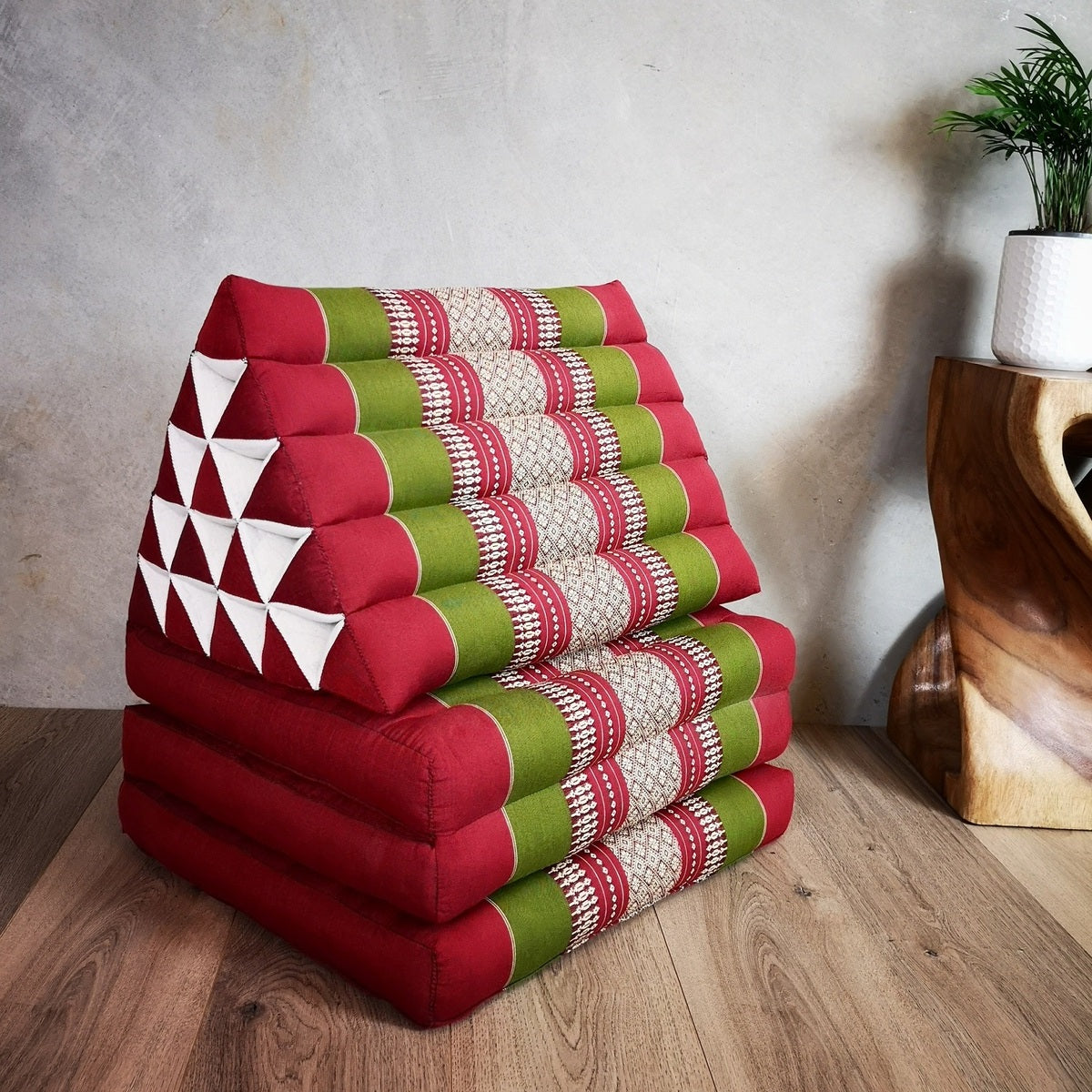 Jumbo Thai Triangle Pillow Three-Fold Day Bed with Arm/Leg Rest Block – Handmade Kapok Lounge Set
