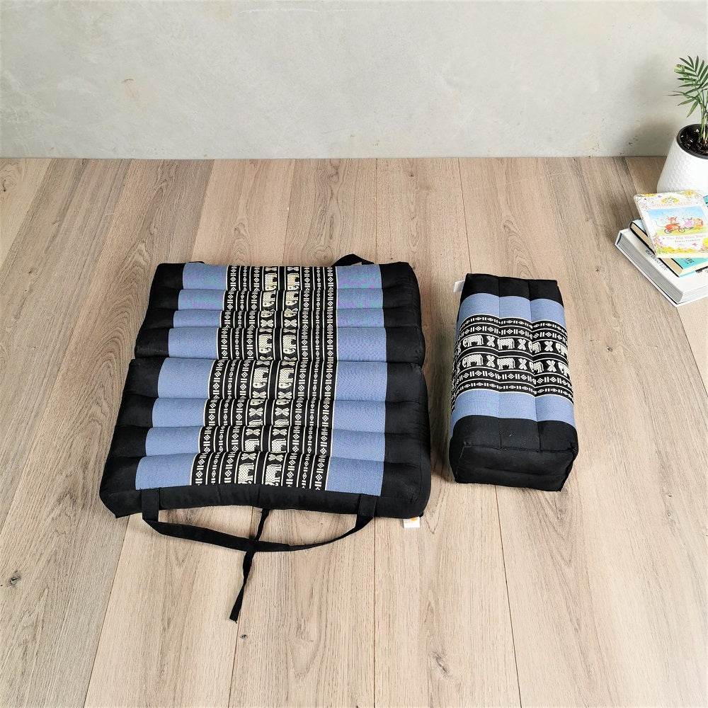 Handmade Meditation Cushion & Seating Block Set – Organic Kapok Thai Floor Cushion for Posture Support