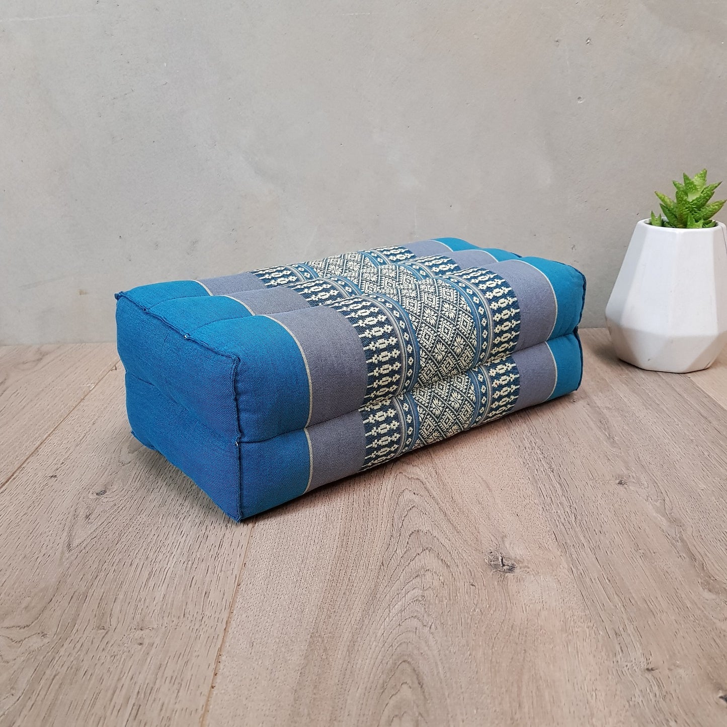 Foldable Meditation Cushion + Kapok Yoga Block Set | Handmade Thai Floor Mat with Handle | Supportive Allergen-Free Seating for Yoga, Meditation, or Travel