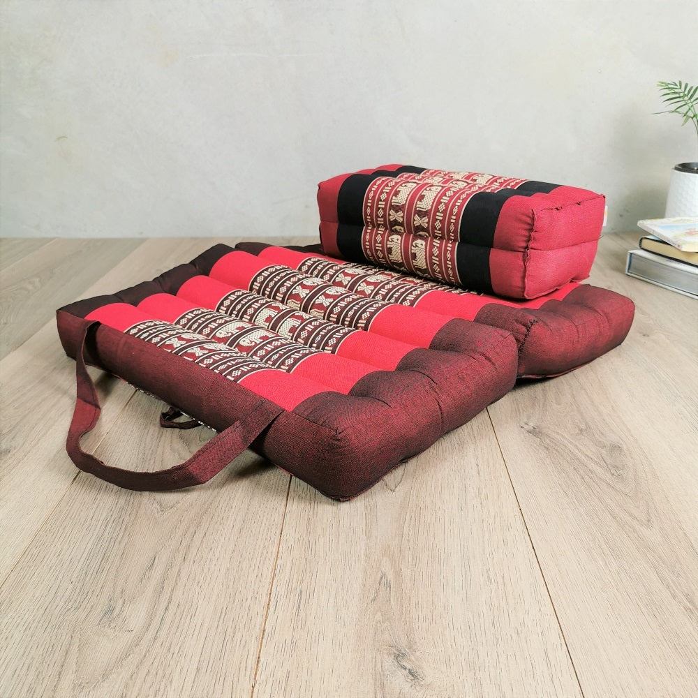 Handmade Meditation Cushion & Seating Block Set – Organic Kapok Thai Floor Cushion for Posture Support