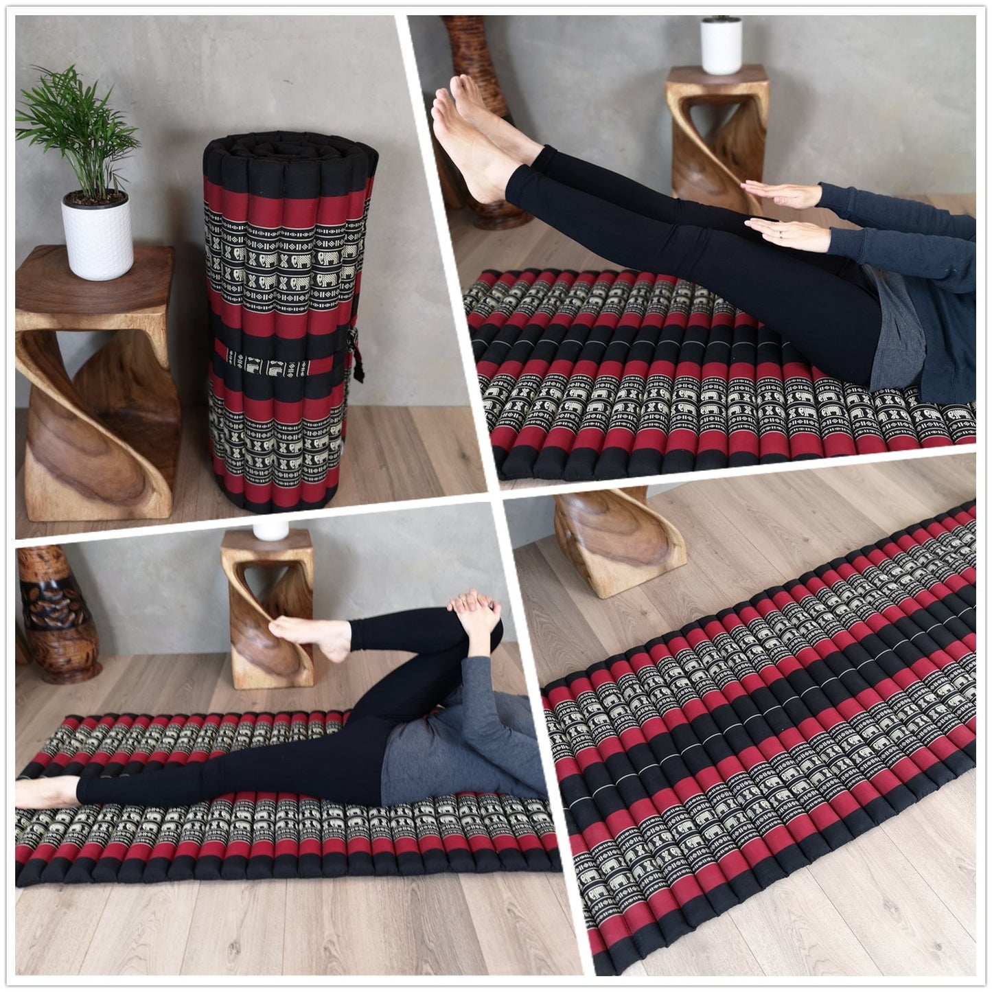 Roll Up Foldable Mattress + Kapok Pillow Block Set – Handmade Thai Daybed & Yoga Mat | Allergen-Free Support