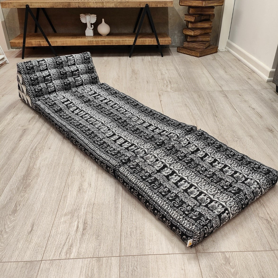 Large Thai Triangle Pillow – 3 Fold Floor Cushion | Handmade Thai Lounge Mat & Backrest | 100% Kapok Filled