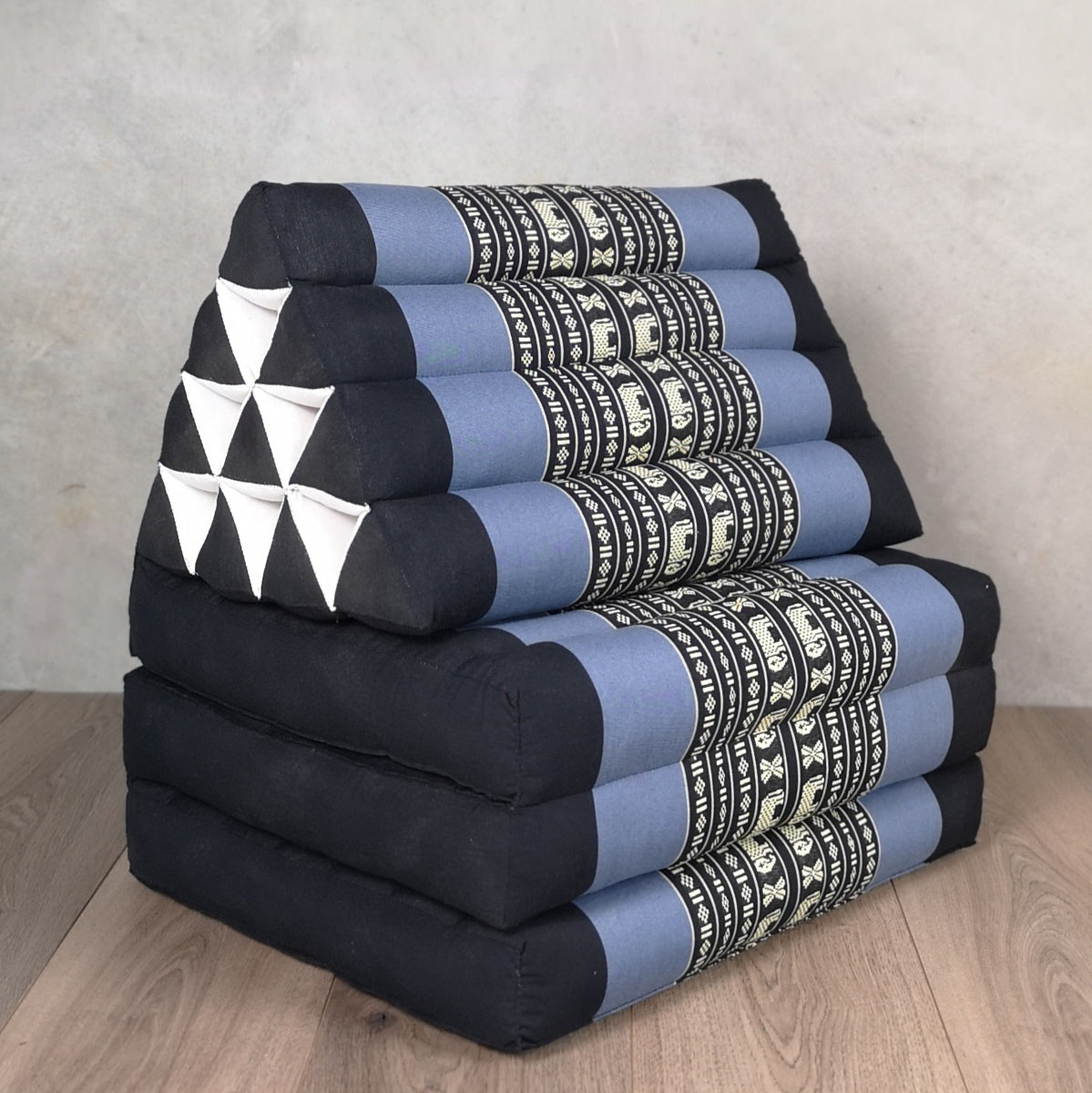 Large Thai Triangle Pillow – 3 Fold Floor Cushion | Handmade Thai Lounge Mat & Backrest | 100% Kapok Filled