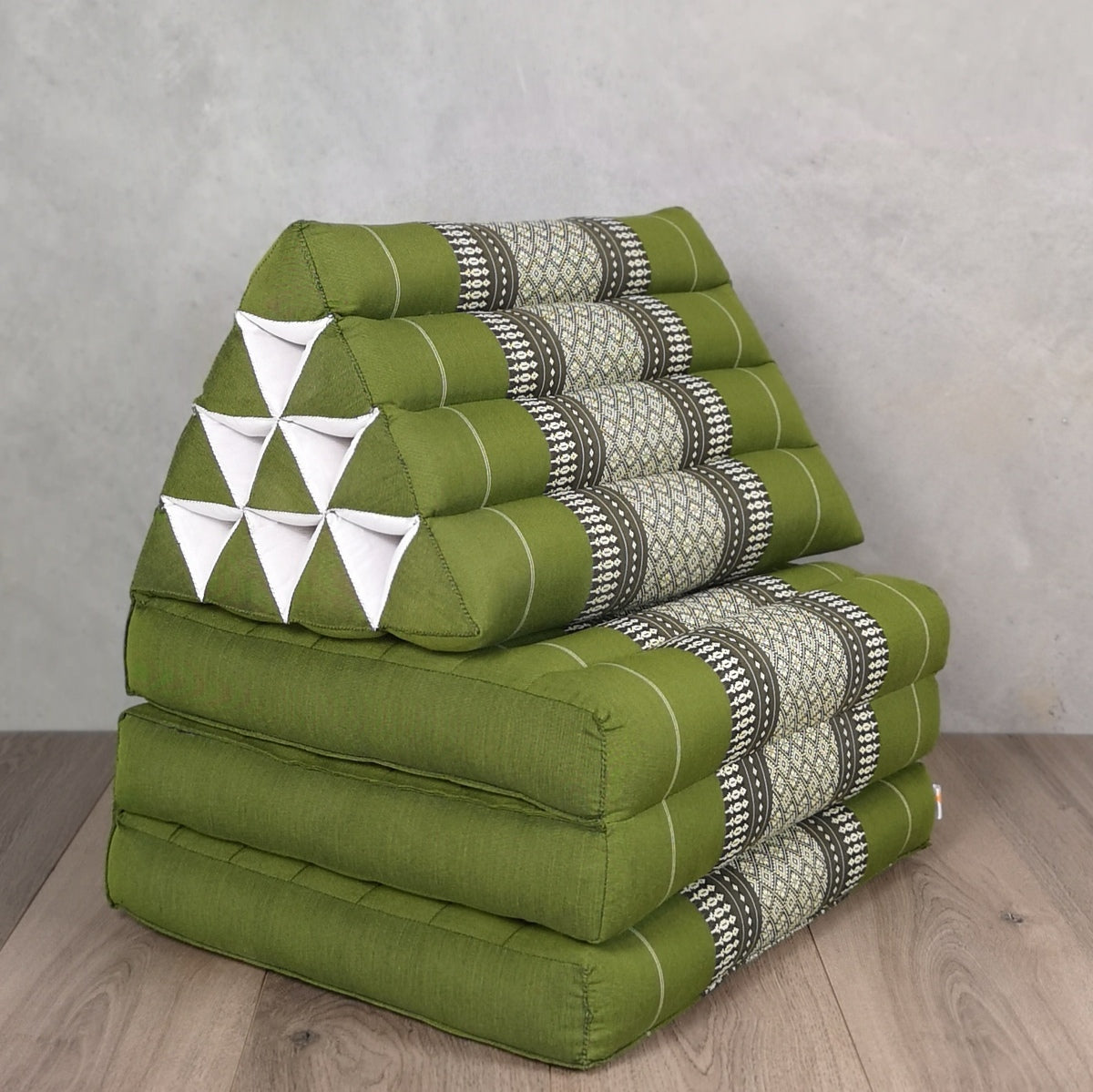 Large Thai Triangle Pillow – 3 Fold Floor Cushion | Handmade Thai Lounge Mat & Backrest | 100% Kapok Filled