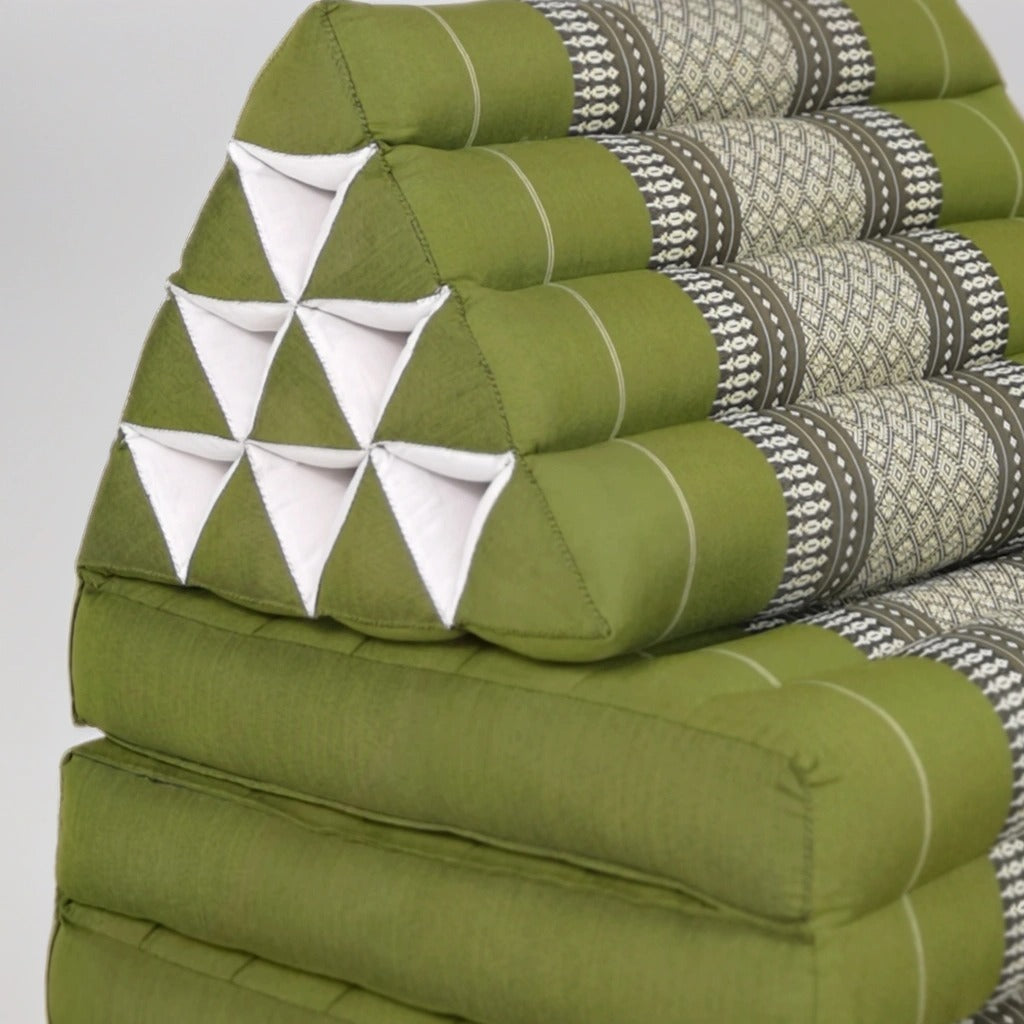 Large Thai Triangle Pillow – 3 Fold Floor Cushion | Handmade Thai Lounge Mat & Backrest | 100% Kapok Filled