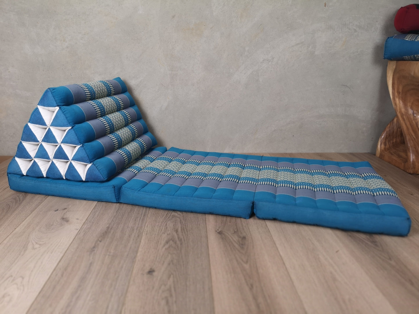 Jumbo Thai Triangle Pillow Three-Fold Day Bed with Arm/Leg Rest Block – Handmade Kapok Lounge Set