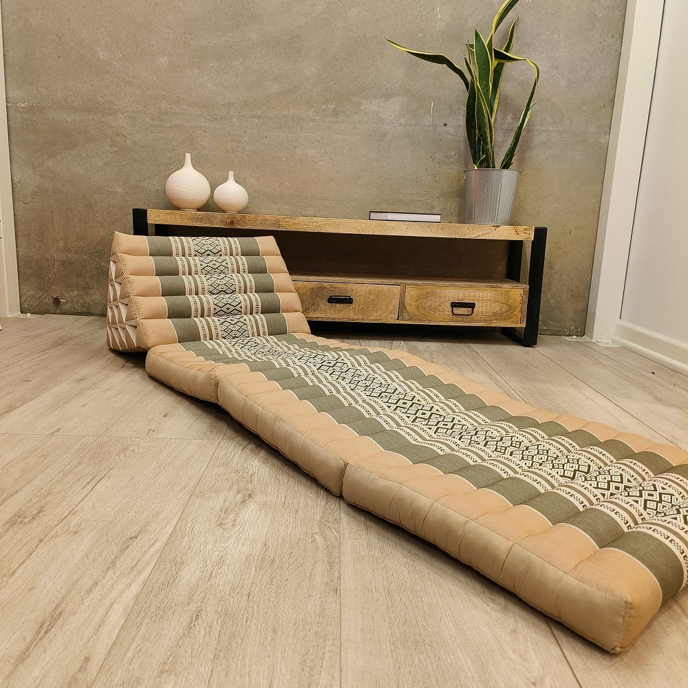 Jumbo Thai Triangle Pillow 3‑Fold – Handmade Kapok Daybed Cushion | Fold-Out Floor Mattress