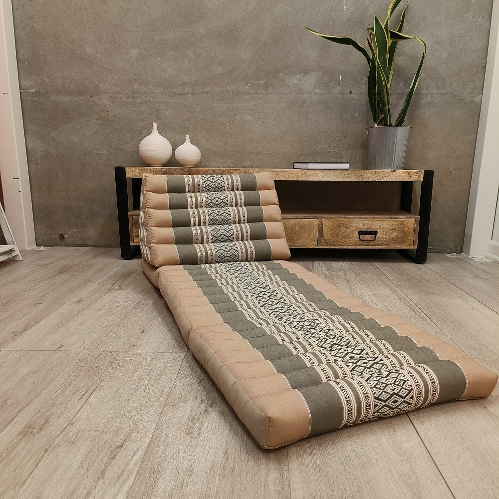 Jumbo Thai Triangle Pillow 3‑Fold – Handmade Kapok Daybed Cushion | Fold-Out Floor Mattress