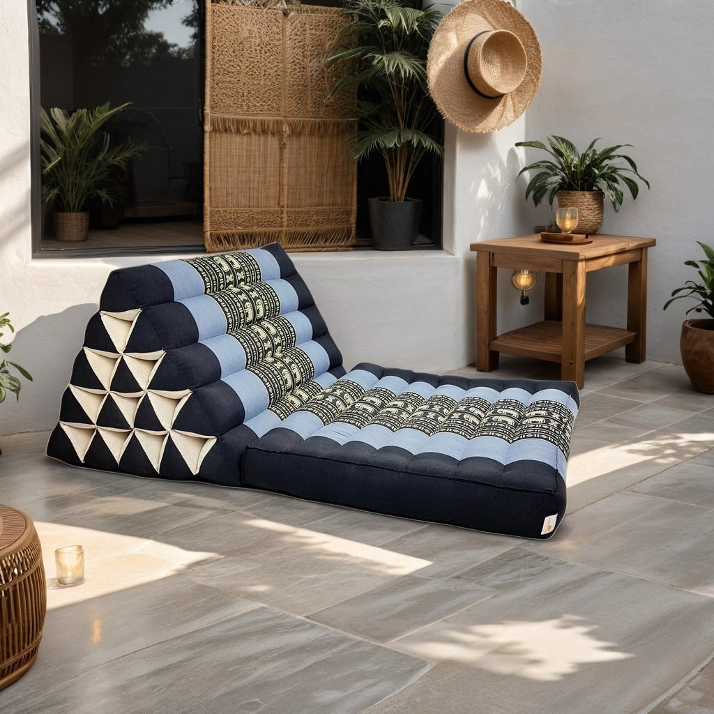 Jumbo 1-Fold Thai Triangle Pillow Mat – Handmade Kapok Floor Cushion and Portable Day Bed