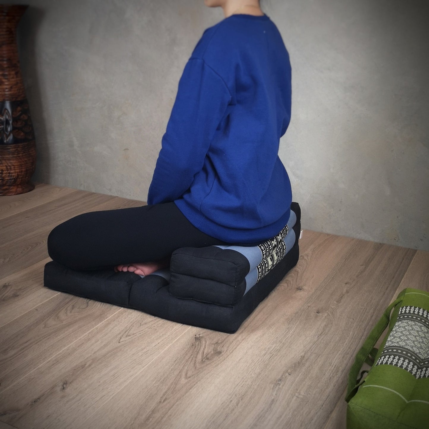 Zafu Meditation Cushion Set - 100% Kapok Fold Out Cushion Yoga Mat Zabuton Traditional Pillow