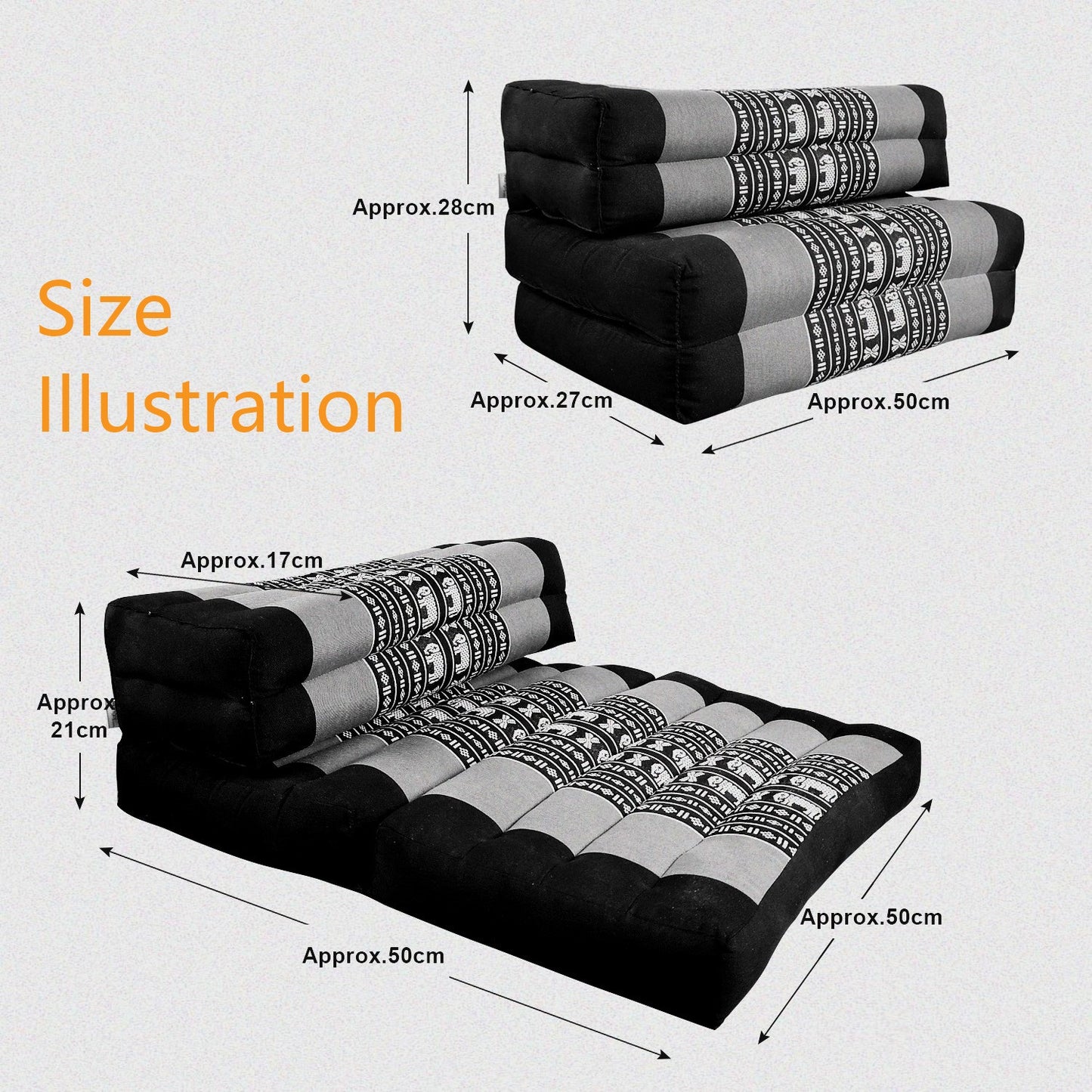 Zafu Meditation Cushion Set - 100% Kapok Fold Out Cushion Yoga Mat Zabuton Traditional Pillow