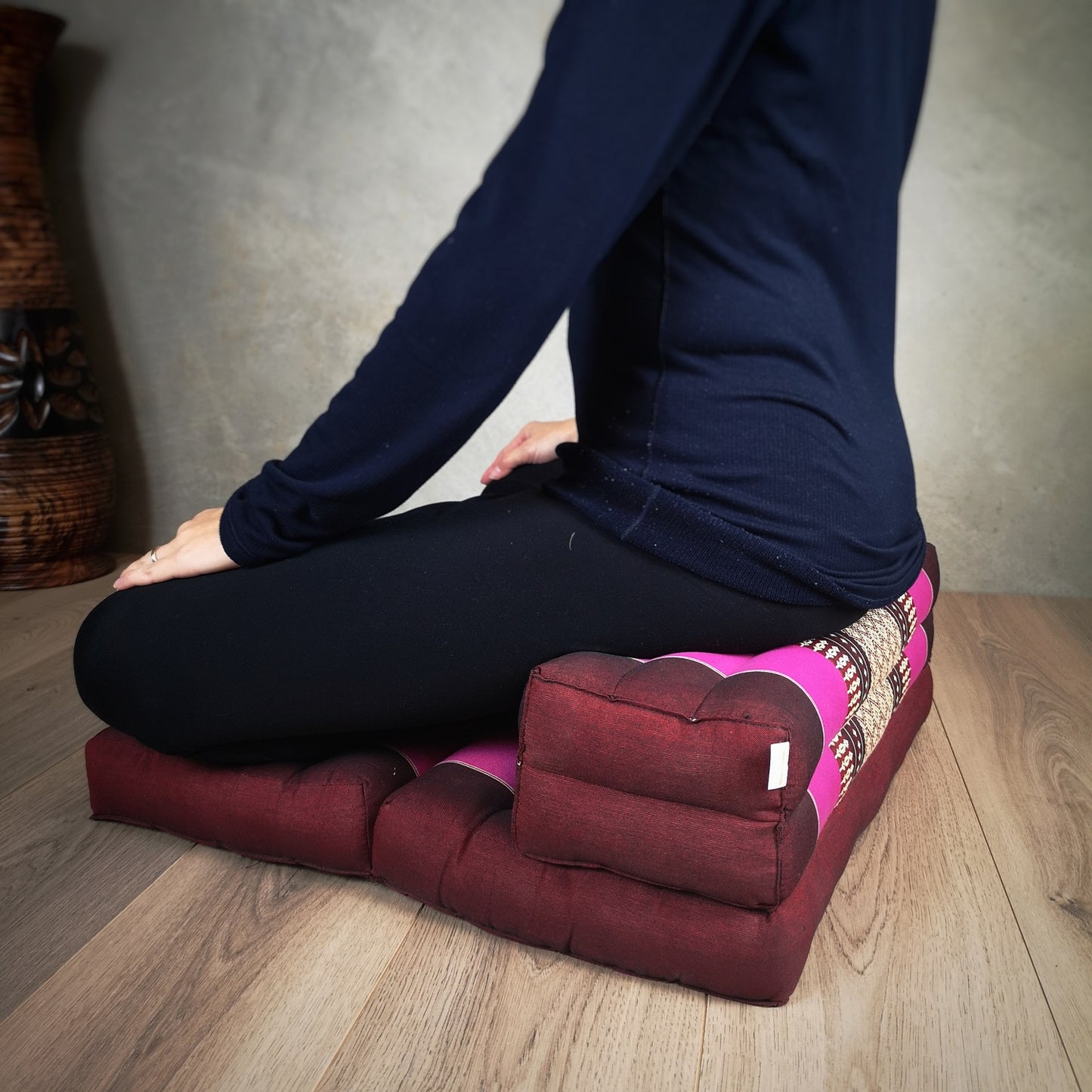 Zafu Meditation Cushion Set - 100% Kapok Fold Out Cushion Yoga Mat Zabuton Traditional Pillow
