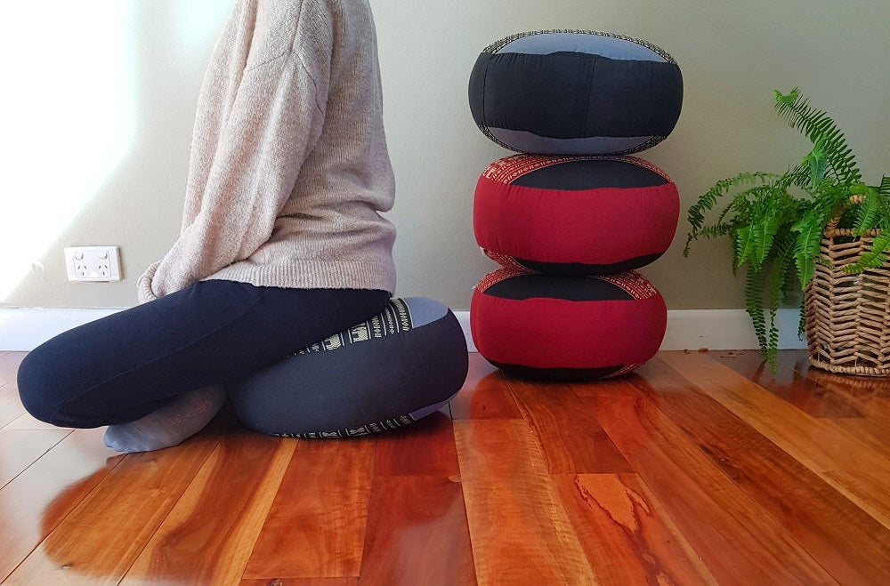 Handmade 40cm Round Meditation Cushion – Organic Kapok Filled Zafu Ottoman Pouf for Yoga and Shavasana