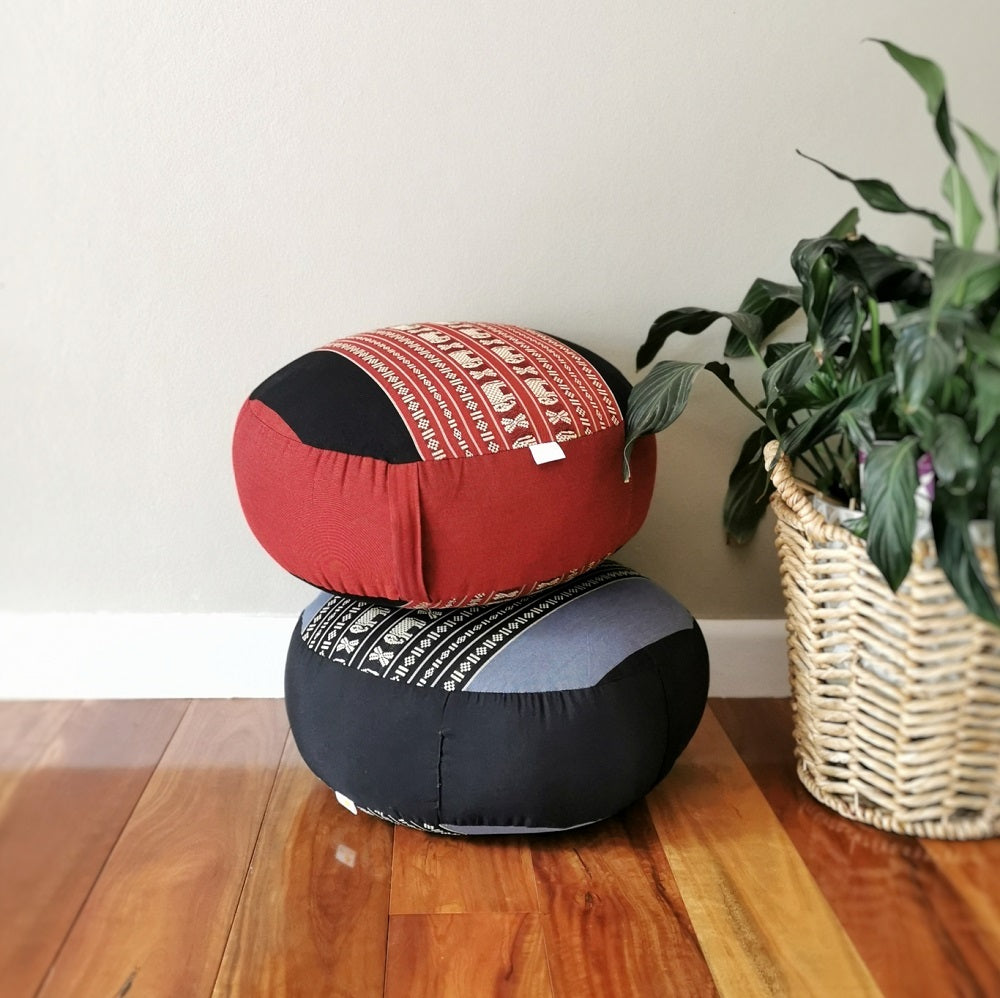 Handmade 40cm Round Meditation Cushion – Organic Kapok Filled Zafu Ottoman Pouf for Yoga and Shavasana