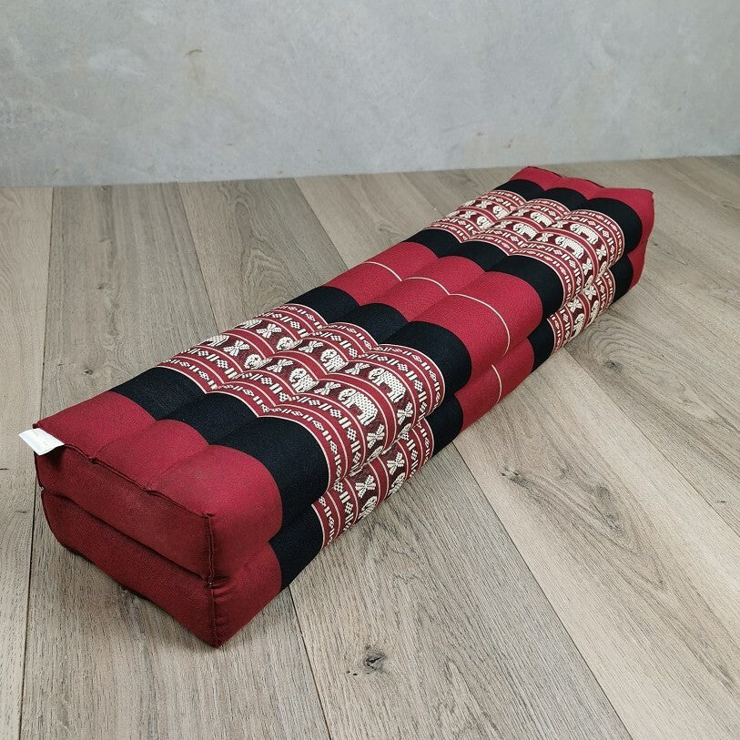 Handmade 80cm Long Yoga Bolster – Organic Kapok Filled Thai Meditation Cushion and Decorative Pillow