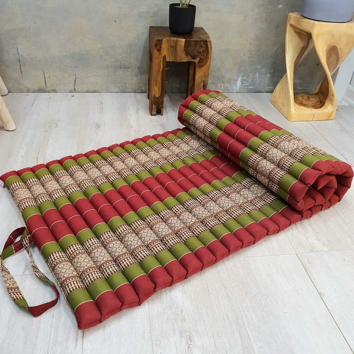 Handmade Thai Kapok Roll Up Mattress – Organic Kapok Sleeping Mat, Yoga Daybed and Floor Futon