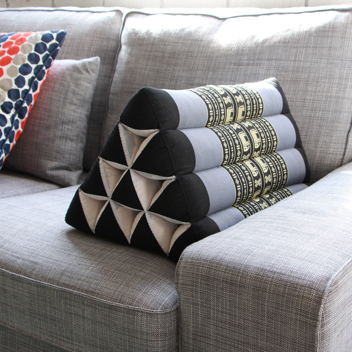 Thai Triangle Backrest Cushion – Handmade with Kapok Fill | Traditional Design | Firm, Allergen-Free Support | 50x32x30cm