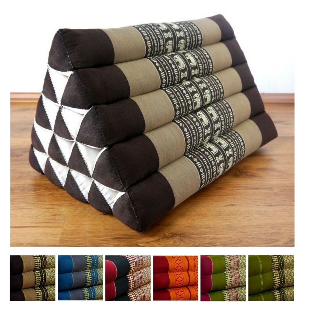 Thai Triangle Backrest Cushion – Handmade with Kapok Fill | Traditional Design | Firm, Allergen-Free Support | 50x32x30cm