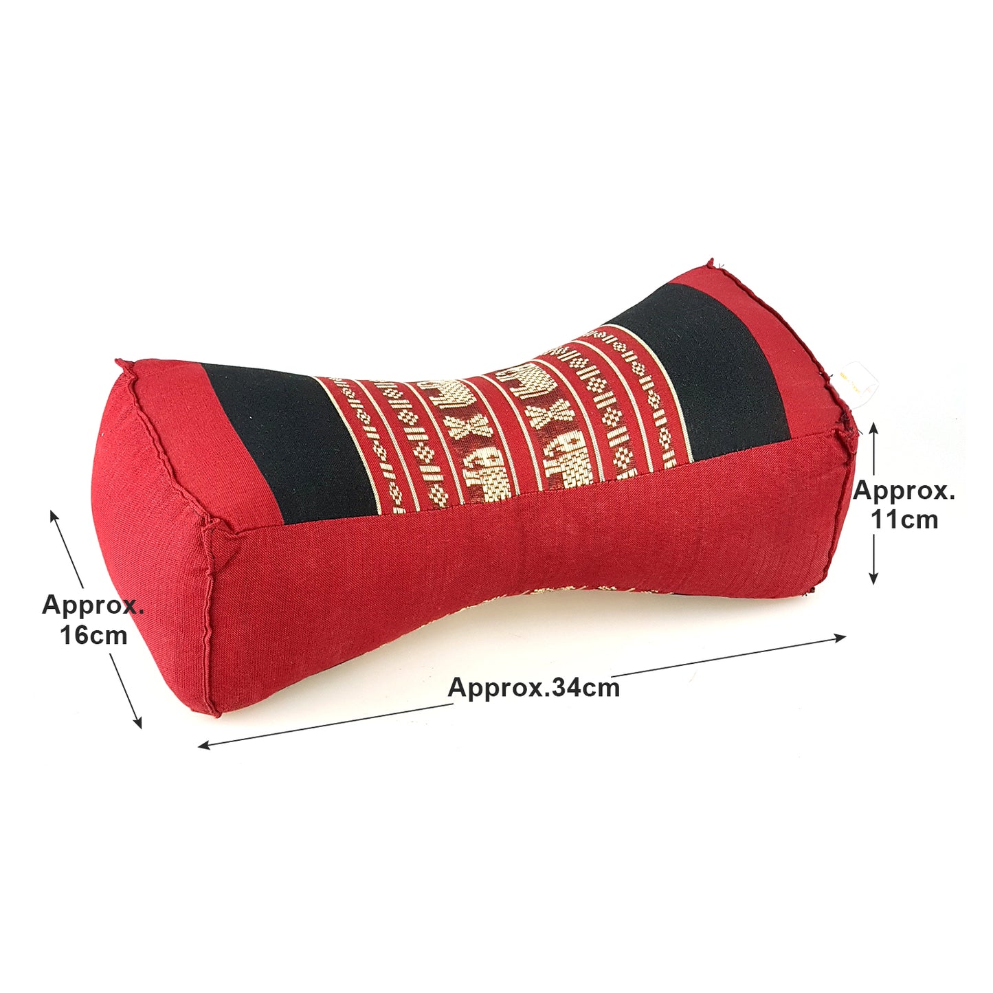 Handmade Bone Shape Neck Pillow – Thai Meditation Cushion Filled with Organic Kapok