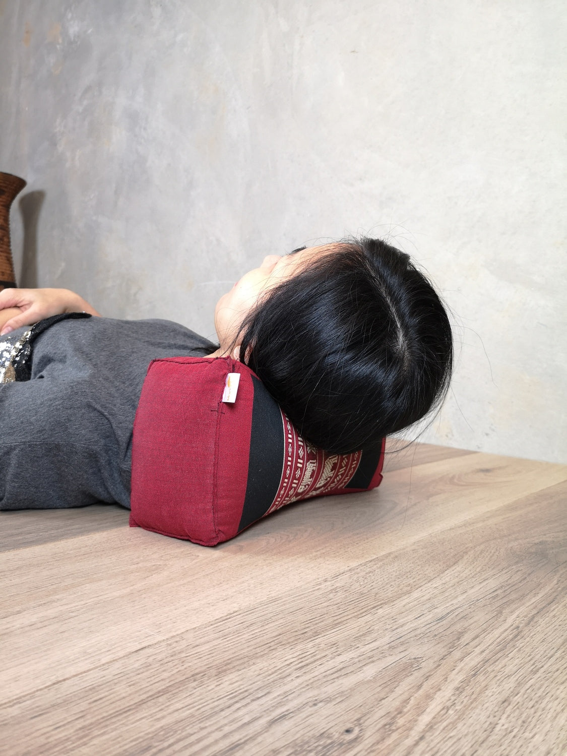 Handmade Bone Shape Neck Pillow – Thai Meditation Cushion Filled with Organic Kapok