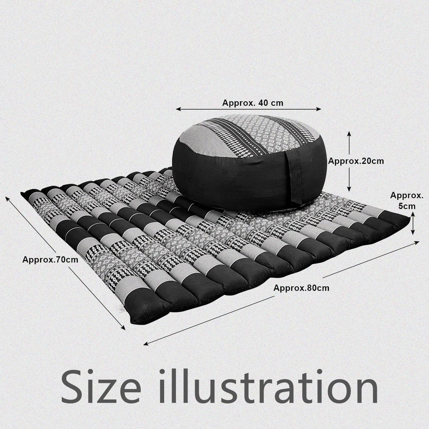 Handmade Zafu & Zabuton Meditation Set – Organic Kapok Round Cushion and Mat for Posture Support