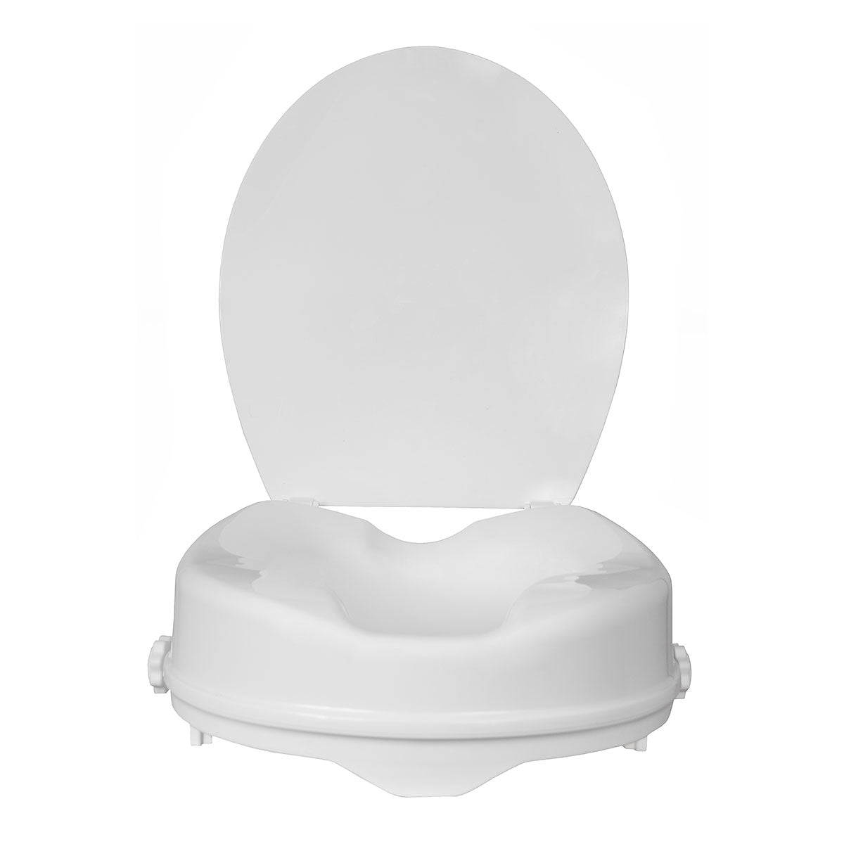 Ergonomic Raised Toilet Seat with Lid - 100mm Height for Enhanced Comfort & Mobility Support