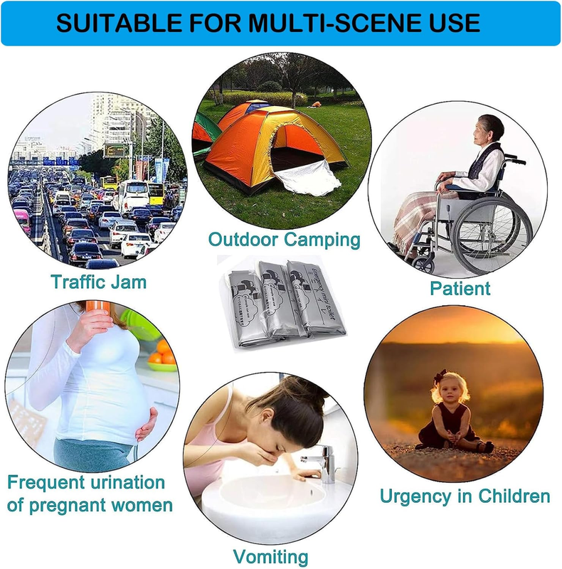 Disposable Emergency Urinal Bag, 8/12/20 Pack Portable Camping Pee Bags, Travel Pee Bags, Traffic Jam Emergency Portable Urine Bag, Vomit Bags, for Men Women Kids Children Patient