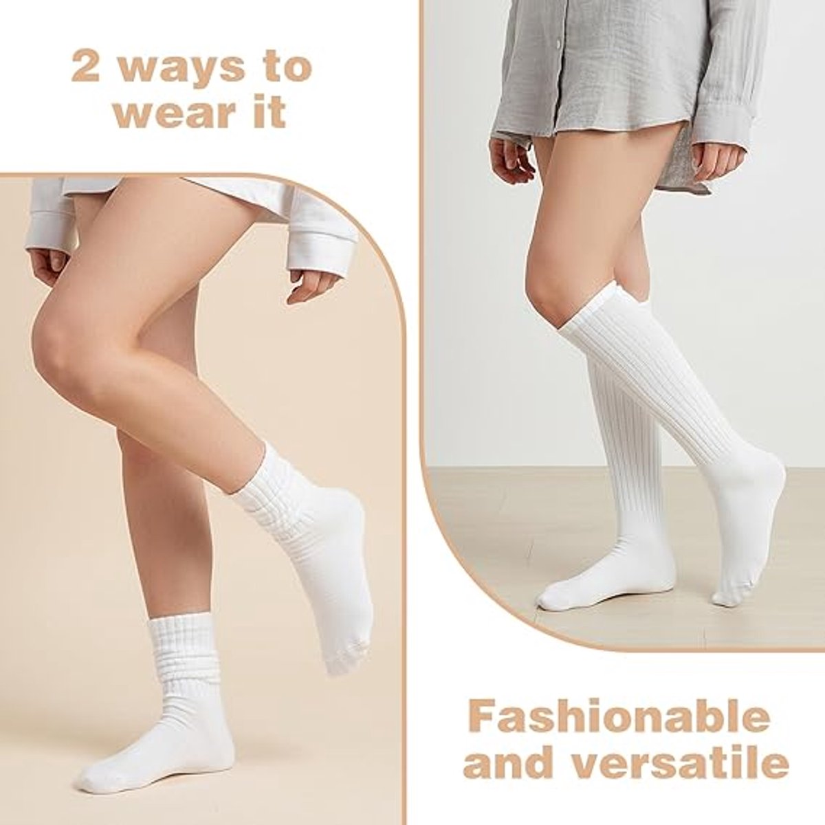 Sports Compression Knee Socks 5-Pairs - Cute Long Style for Autumn & Winter