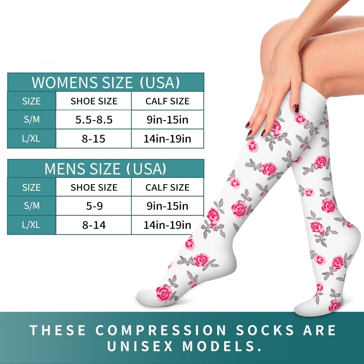 6Pairs Compression Socks for Women and Men - Best for Circulation, Running, Athletic, Recover, Nurse, Travel L/XL 21 Pink 5 Pairs/White
