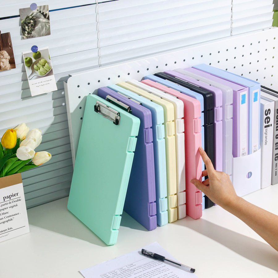 A4 Foldable Clipboard - Sturdy Plastic Document Folder with Privacy Protection Black