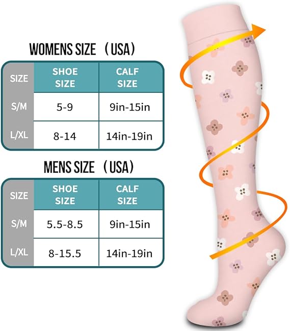 Compression Socks 6-Pairs 15-20mmHg - Graduated Support for Running & Sports S/M