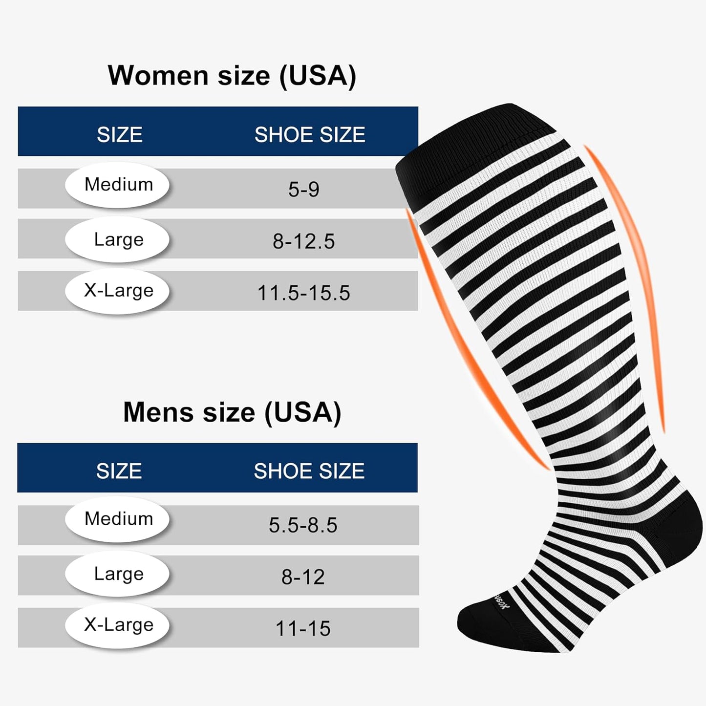 Pl Size Compression Socks Wide Calf Men&Women 20-30 mmhg Knee High Support Socks for Medical, Nurse, Diabetic