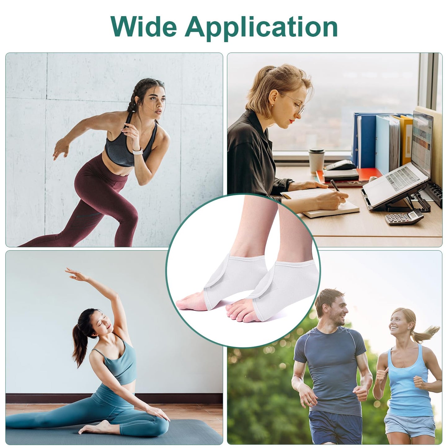 2pcs Castor Oil Pack Wrap for Ankle, Adjustable Ankle Castor Oil Wrap for Plantar Fasciitis Relief, Reusable Plantar Fasciitis Brace Castor Oil Compress for Men & Women, White