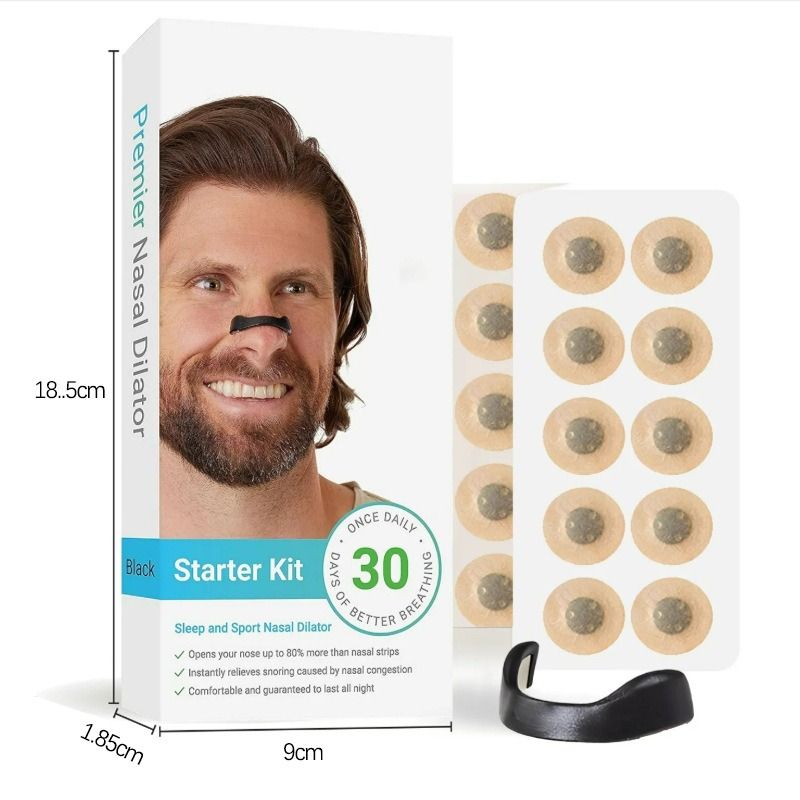 Square Magnetic Nose Clip Set - Anti-Snoring Nasal Breathing Aid (White)
