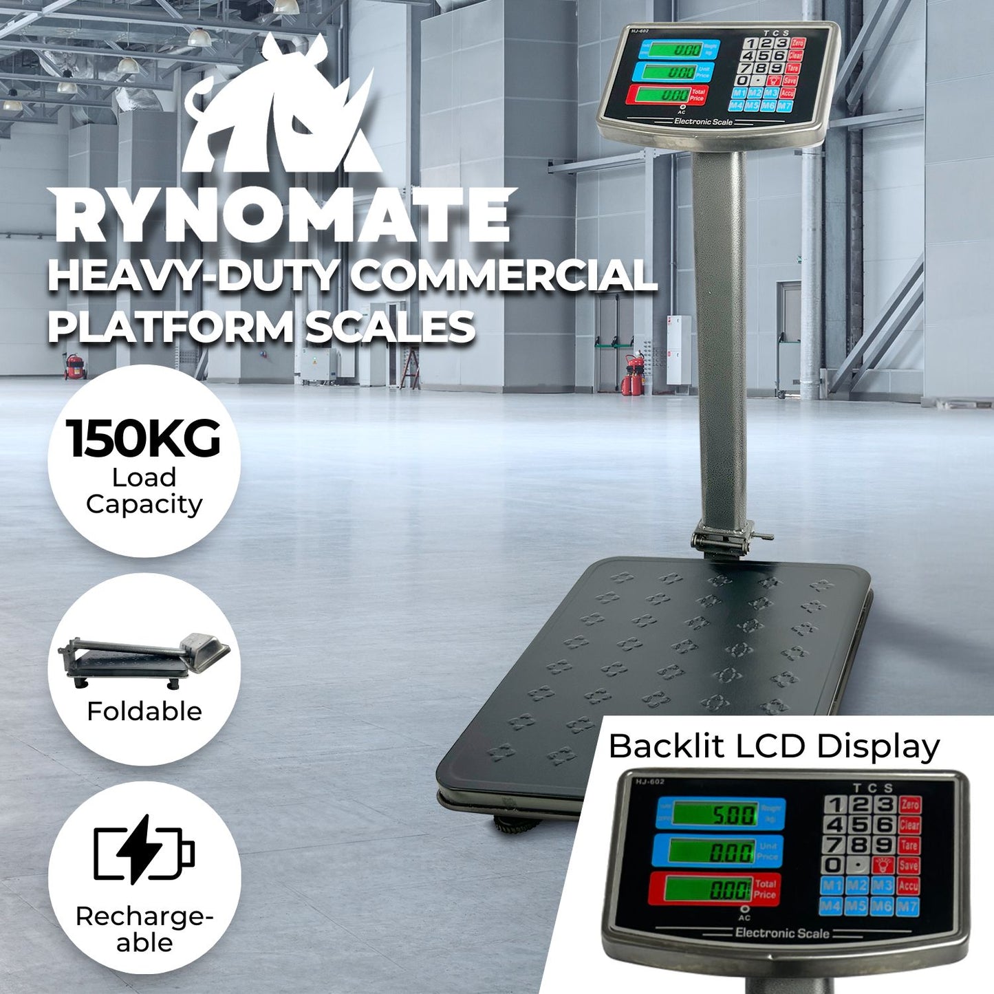 Heavy-Duty Commercial Platform Scales 150KG (Black)