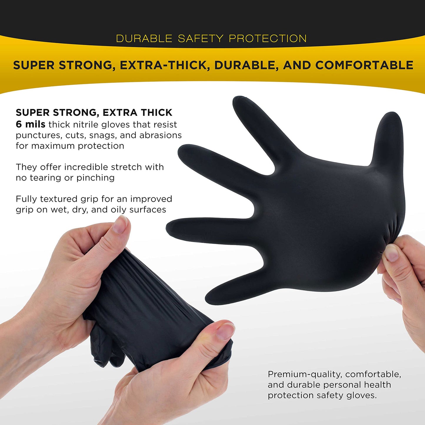 Heavy-Duty 6 Mil Nitrile Gloves - 100 Pack, Super Strong & Latex-Free for Industrial Use (Medium)