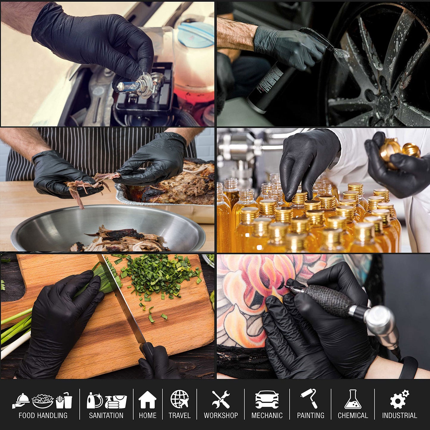 Heavy-Duty 6 Mil Nitrile Gloves - 100 Pack, Super Strong & Latex-Free for Industrial Use (Medium)