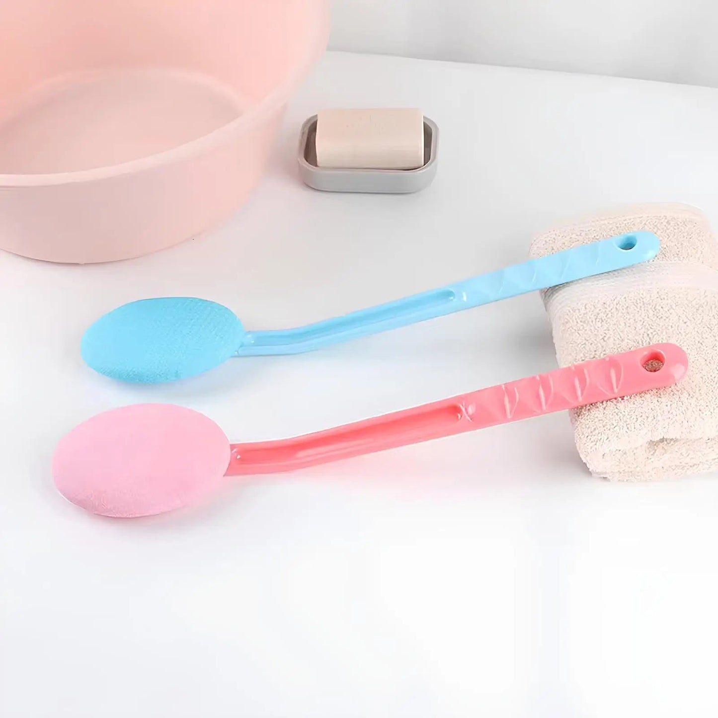 Long-Handled Bath Brush for Seniors – Easy Reach Back Scrubber & Sunscreen Applicator