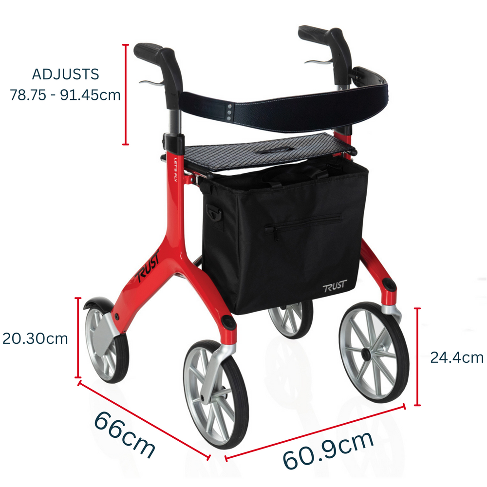 Trustcare Rollator Walker – Lightweight Mobility Walker with Seat & Bag - Award Winning