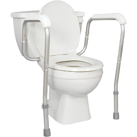 Adjustable Toilet Safety Rails – Height & Width Adjustable Bathroom Support Frame for Seniors & Mobility Aid