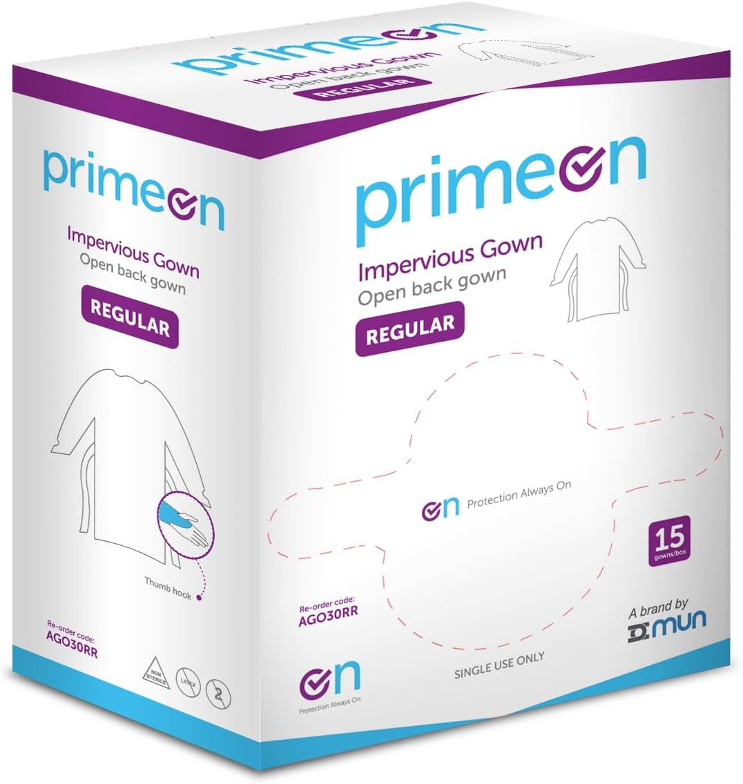 Medical Gown 100 Pack – Disposable Blue PPE Gowns with Open Back & Thumb Loops – Fluid Resistant